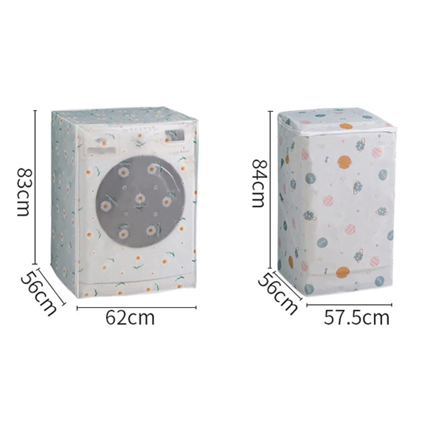 Washing Machine Front Load Cover, Anti-Stain Waterproof Washer And Dryer Covers, 62*56*83 Cm (Front Loading, Pattern May Vary)