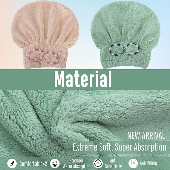 Microfiber Hair Drying Cap,Hair Towel Cap,Fast Coral Velvet Hair Drying Towel with Bow-Knot,Quick Dry