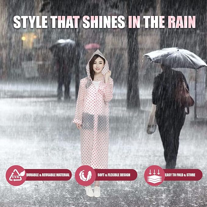 EVA Raincoat with Hood Transparent Water Resistant Rainwear Bike Rainsuit for Men & Women (Universal, Random)