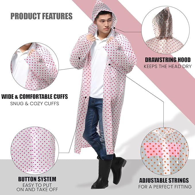 EVA Raincoat with Hood Transparent Water Resistant Rainwear Bike Rainsuit for Men & Women (Universal, Random)