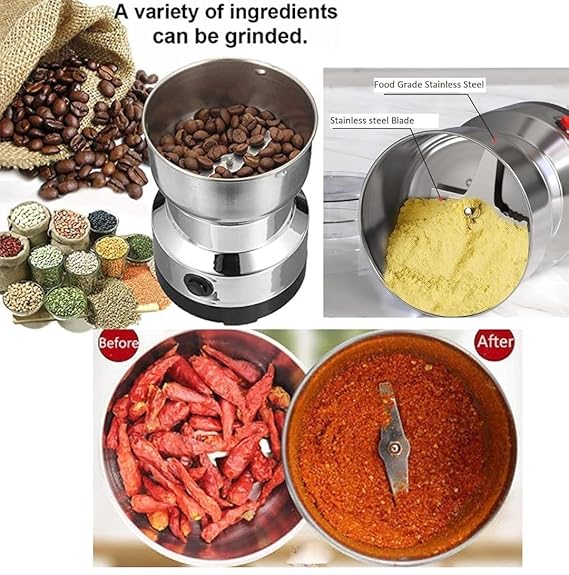Nima Mixer Grinder Smash Machine Stainless Steel Multifunctional Electric Grinder & Chopper Dried Spice Hurbal Masala Coffee Beans, Nuts & Grains, Household Mixer, Powerful Motor Blender (Multi 6)