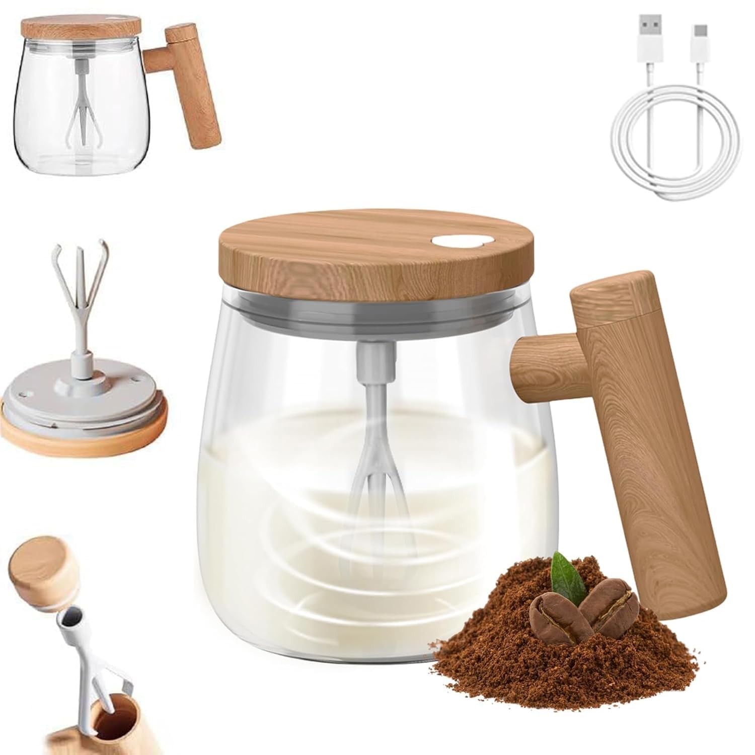 Buy Self Stirring Coffee Mug, Glass Electric Self Mixing Cup with Lid & Handle, 400ml Auto Self Stirring Cup to Stir Coffee, Mixed Milk, Powder (400 ml) Online at Dmark