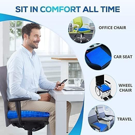 Gel Seat Cushion Summer Breathable Honeycomb Design For Pressure Relief Back Tailbone Pain - Home Office Wheelchair Chair Cars